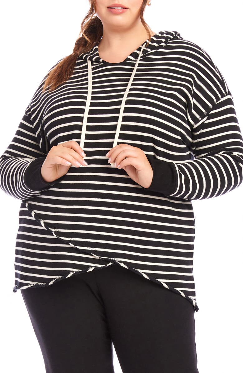 Karen Kane Stripe Asymmetric Hem Hoodie, Main, color, Stripe