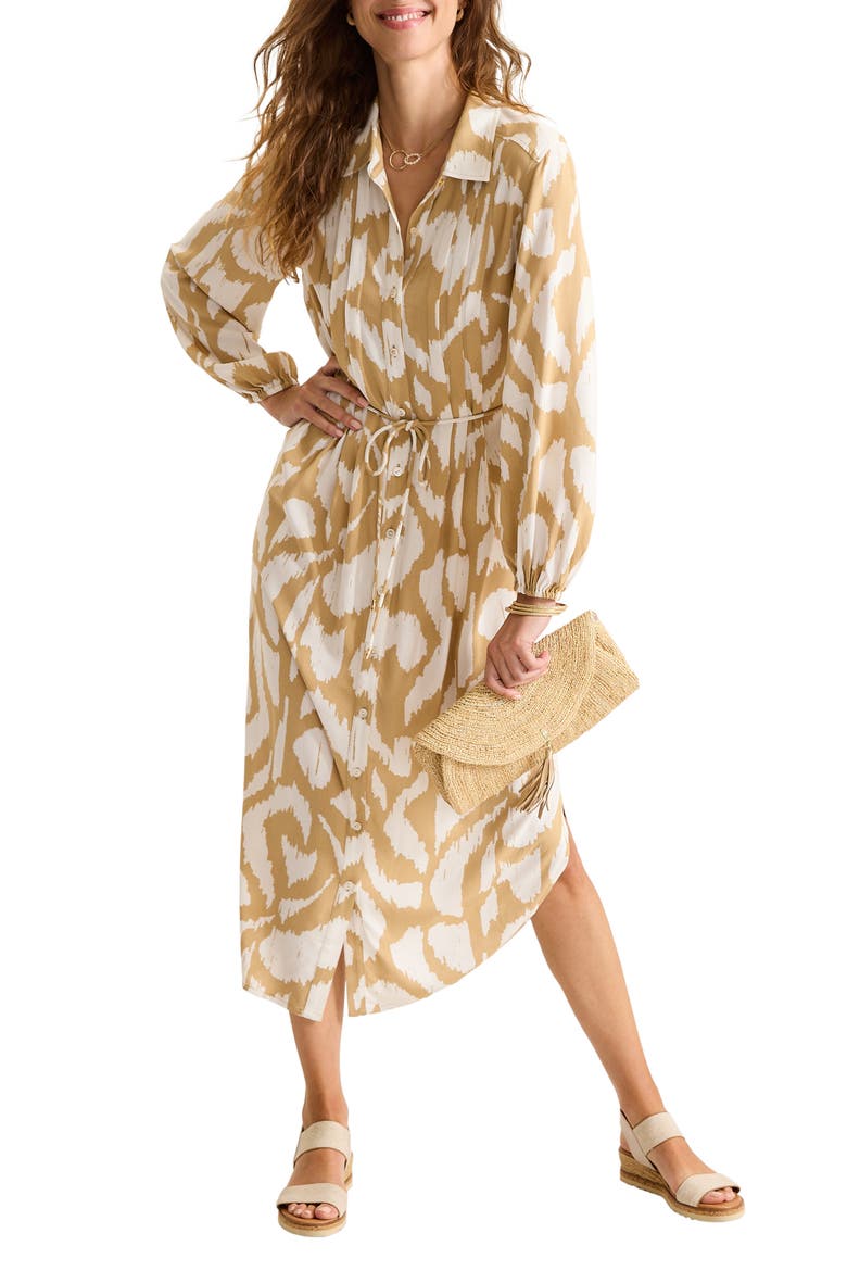 Inlet Ikat Long Sleeve Midi Shirtdress, Alternate, color, GOLDEN HONEY