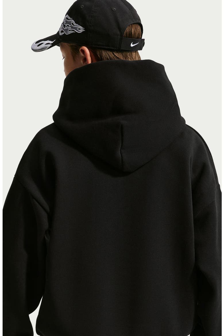 Kids' Solo Swoosh Fleece Hoodie, Alternate, color, 001 TOTAL BLACK/SAIL