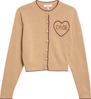 Chloé Embroidered Logo Crop Wool & Cashmere Cardigan