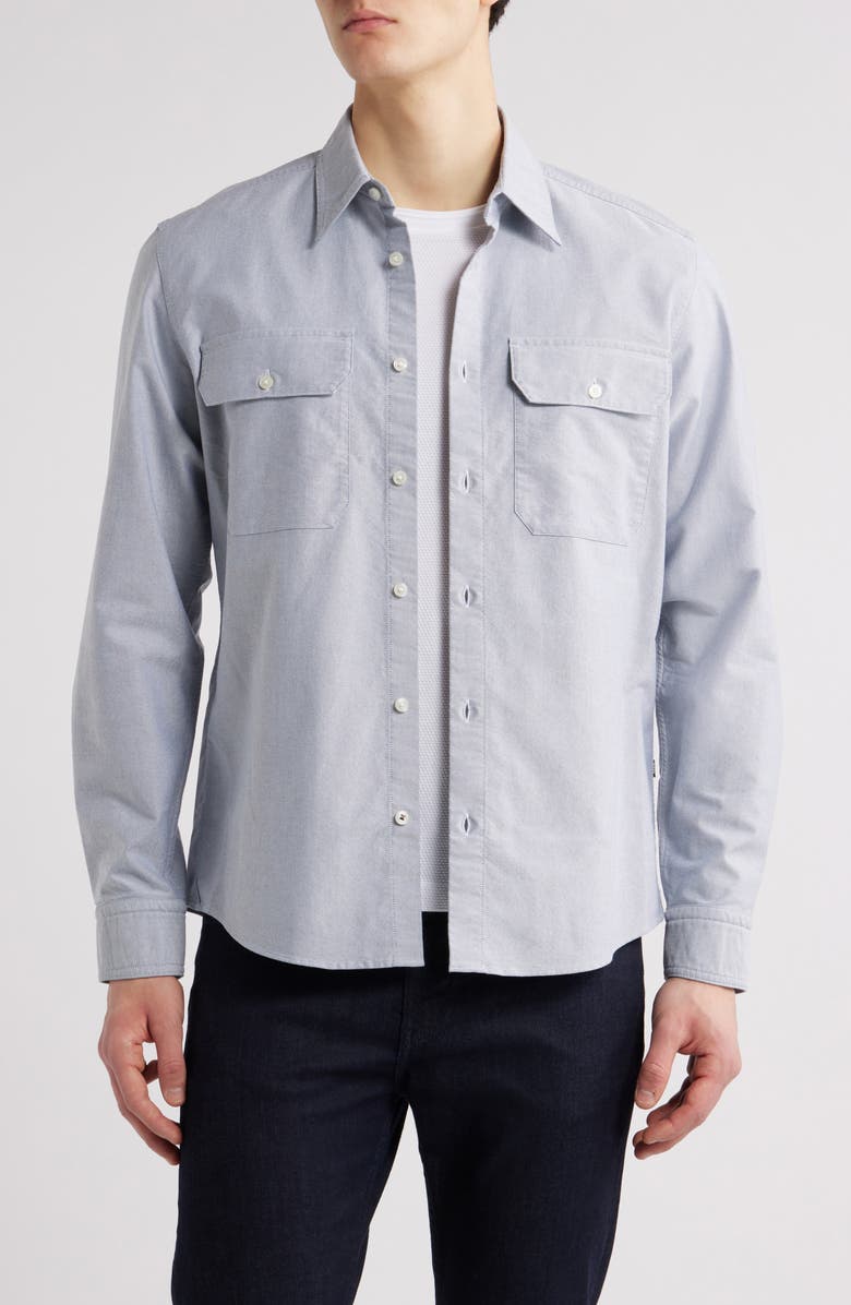 BOSS Liam Kent Regular Fit Button-Up Shirt, Main, color, Medium Blue