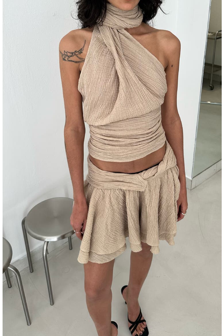 Sahara One Shoulder Scarf Top, Alternate, color, Sand