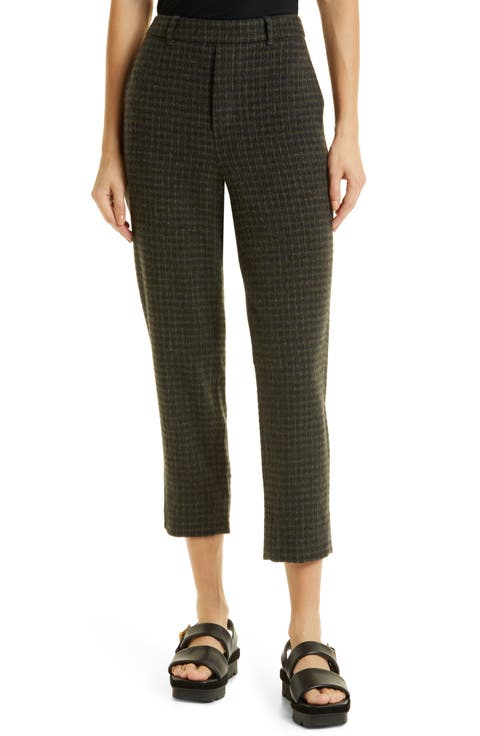 Check High Waist Crop Stretch Pants