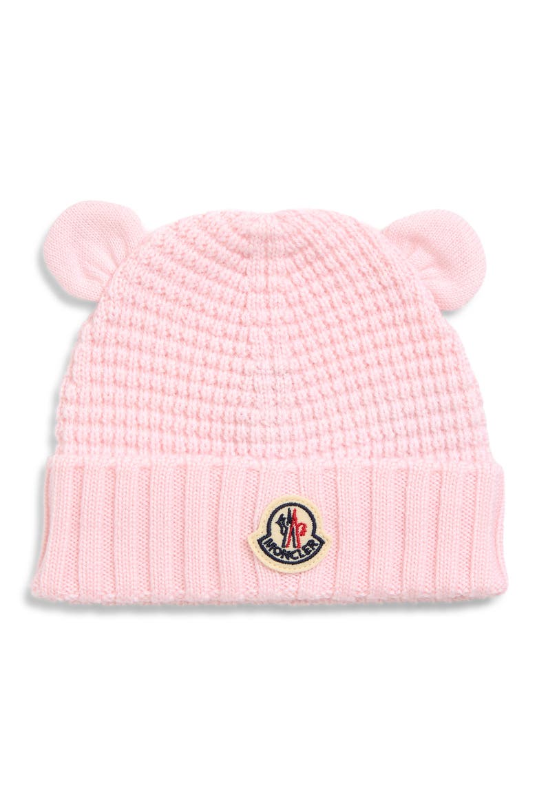 Kids' Teddy Bear Logo Patch Virgin Wool Beanie, Main, color, PINK