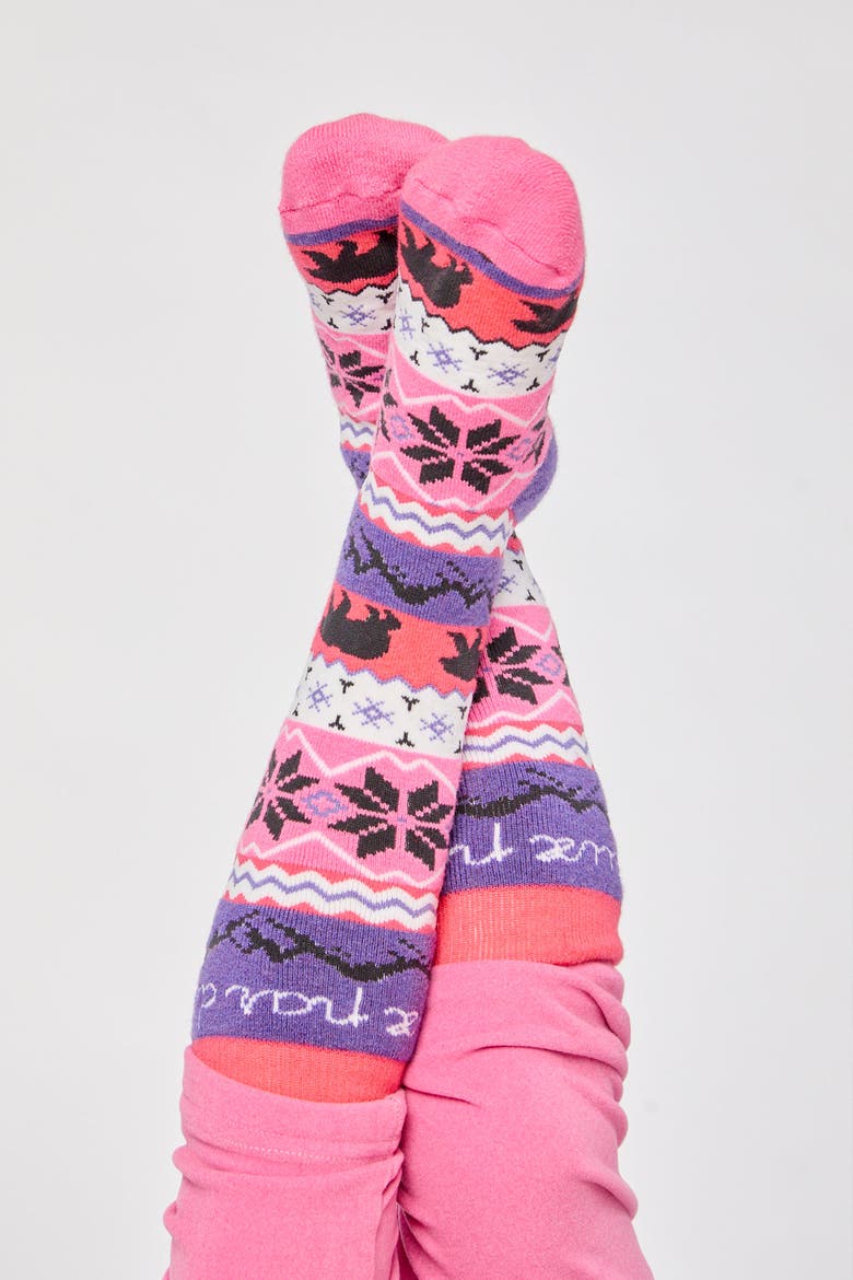 Padded Ski Merino Wool Socks, Alternate, color, Pink