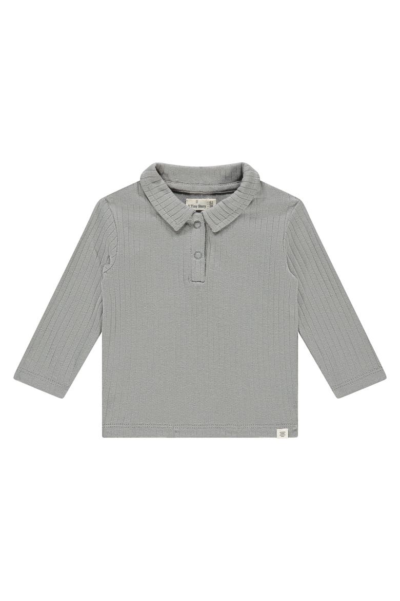 Ribbed Polo Long Sleeve Shirt, Main, color, Steel