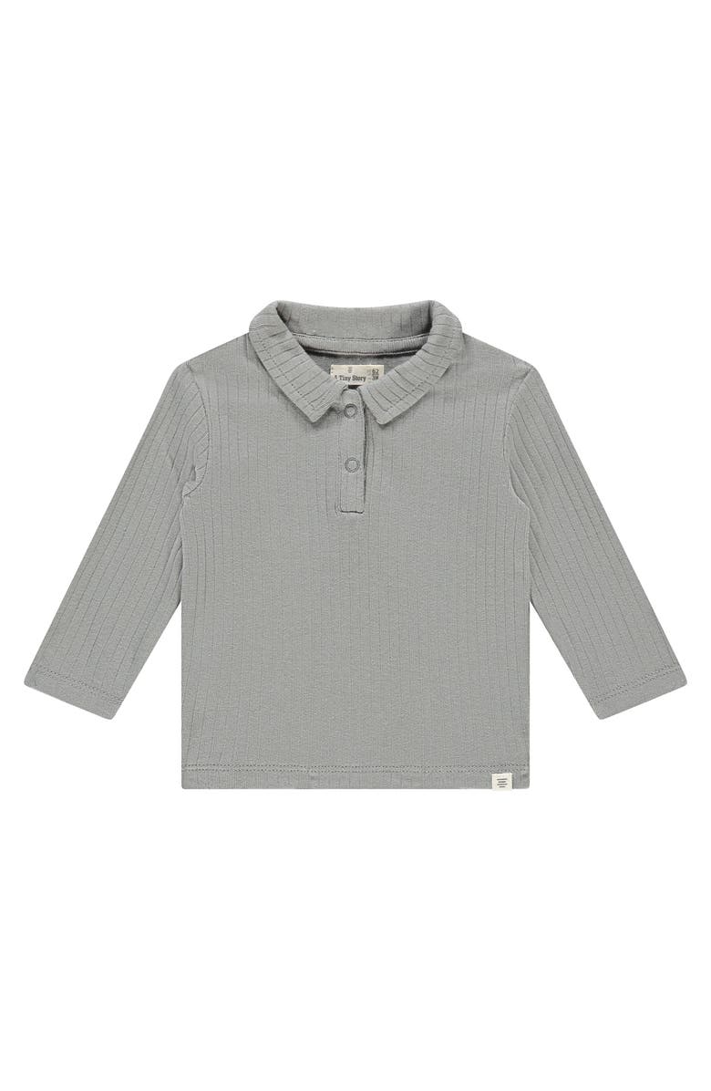 BABYFACE Ribbed Polo Long Sleeve Shirt, Main, color, Steel
