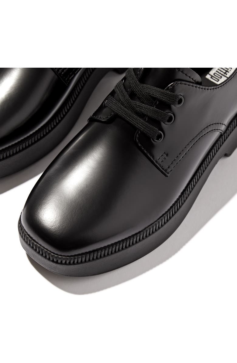 FitFlop Luma Demi Wedge Leather Oxford, Alternate, color, Black