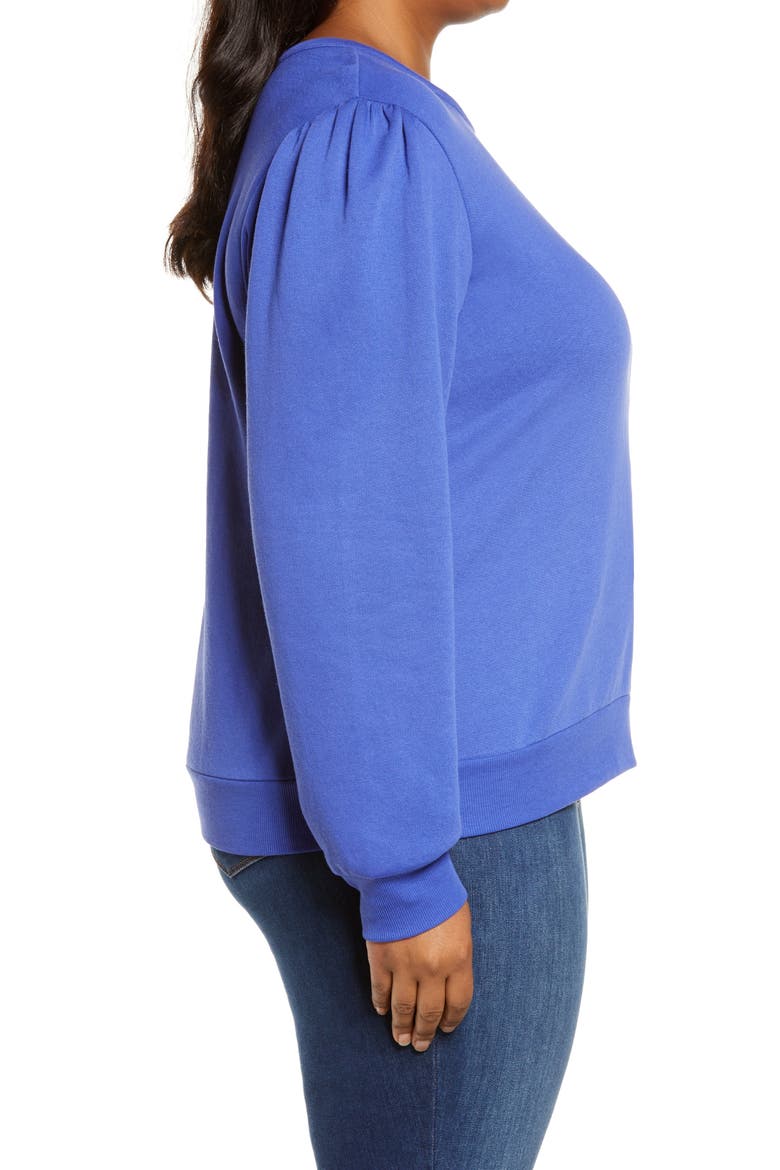 Puff Sleeve Sweatshirt, Alternate, color, BLUE NEON