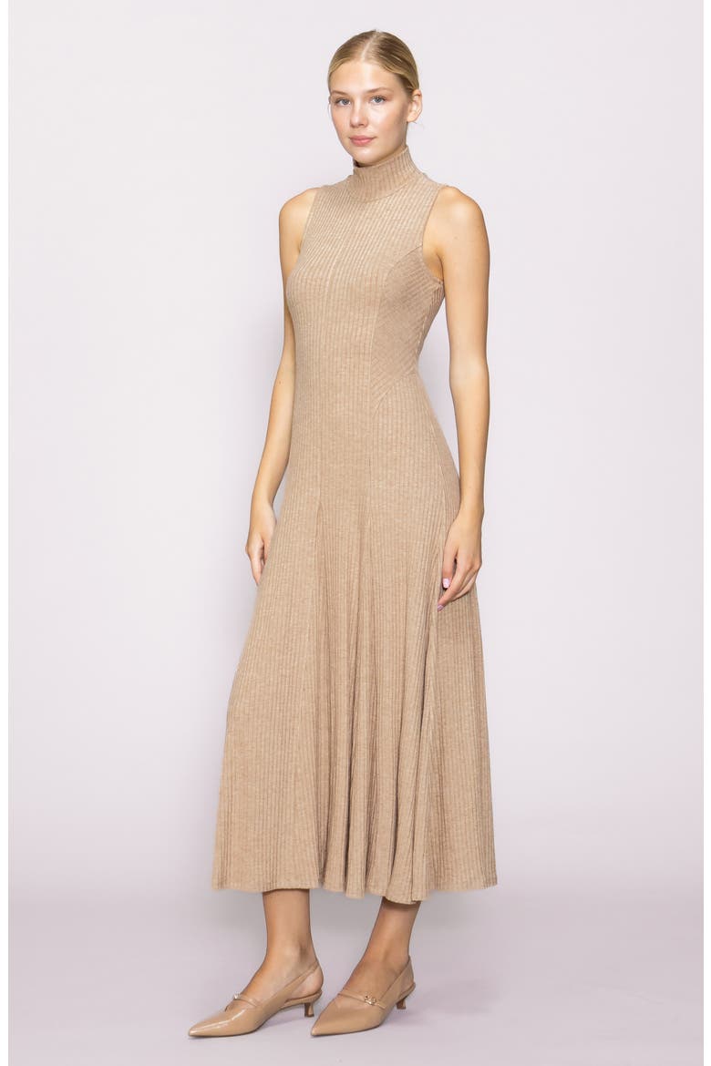 Sleeveless Turtleneck Midi Dress, Alternate, color, BROWN