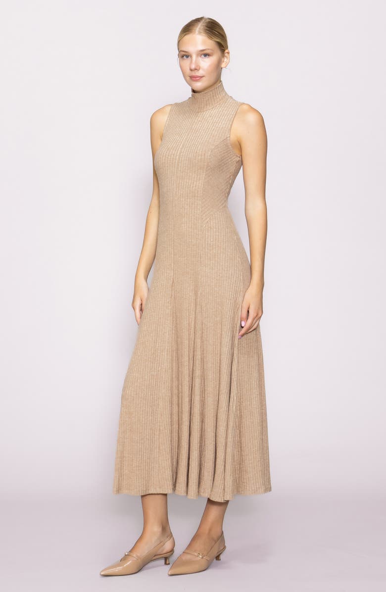 MELLODAY Sleeveless Turtleneck Midi Dress, Alternate, color, Brown