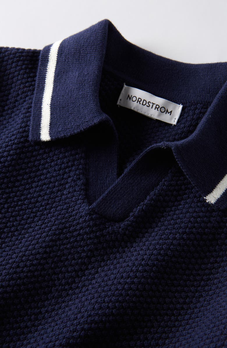 Nordstrom Kids' Tipped Cotton Polo Sweater, Alternate, color, Navy Peacoat