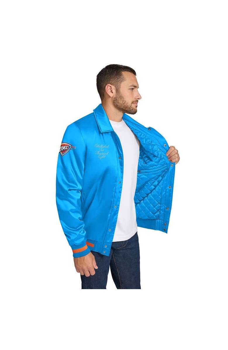 TOMMY JEANS Men's Tommy Jeans Blue Oklahoma City Thunder Jacob Chain Stitch Applique Full-Snap Varsity Jacket, Alternate, color, Blue