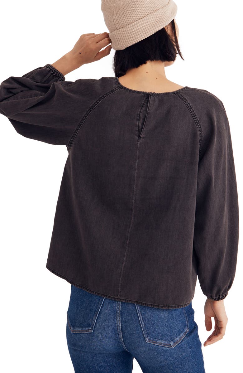 Madewell Shirred Denim Swing Shirt, Alternate, color,