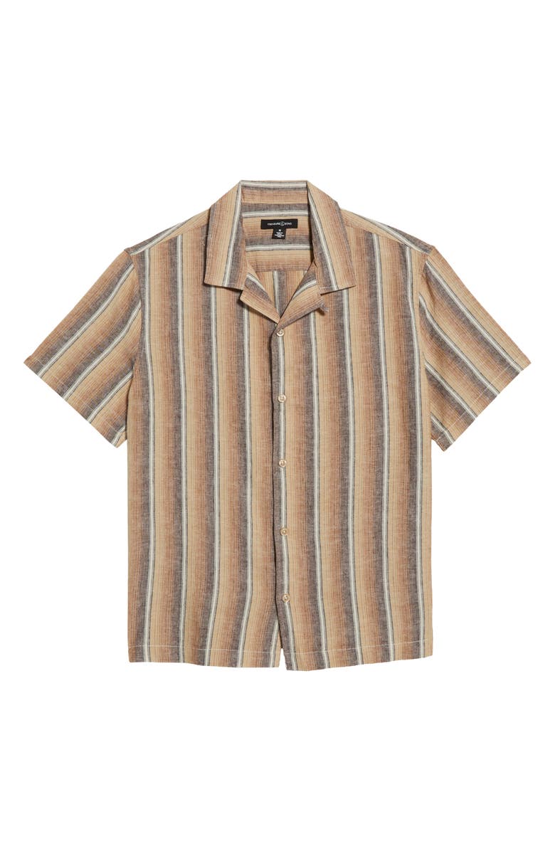 Treasure & Bond Linen & Cotton Camp Shirt, Alternate, color, Ivory- Brown Sunset Stripe