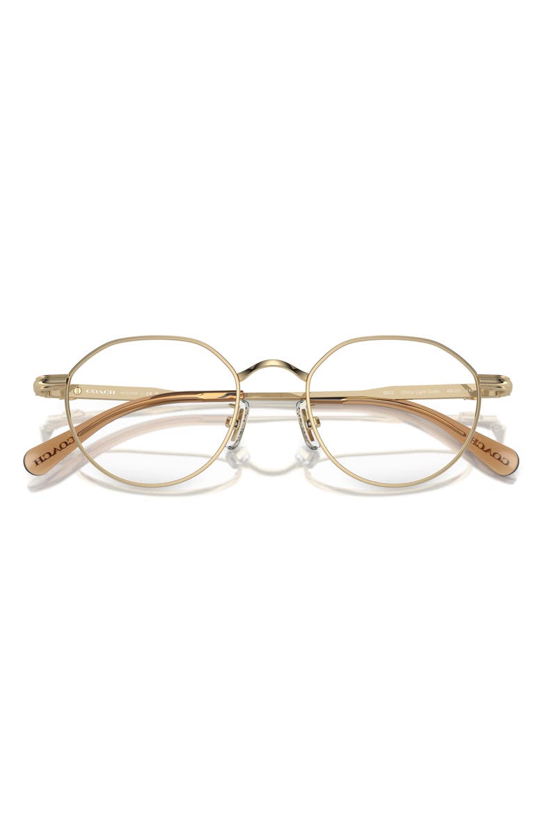 COACH 51mm Round Optical Glasses, Alternate, color, Shiny Light Gold / Demo Lens