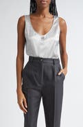 Dolce&Gabbana Logo Scoop Neck Stretch Silk Tank
