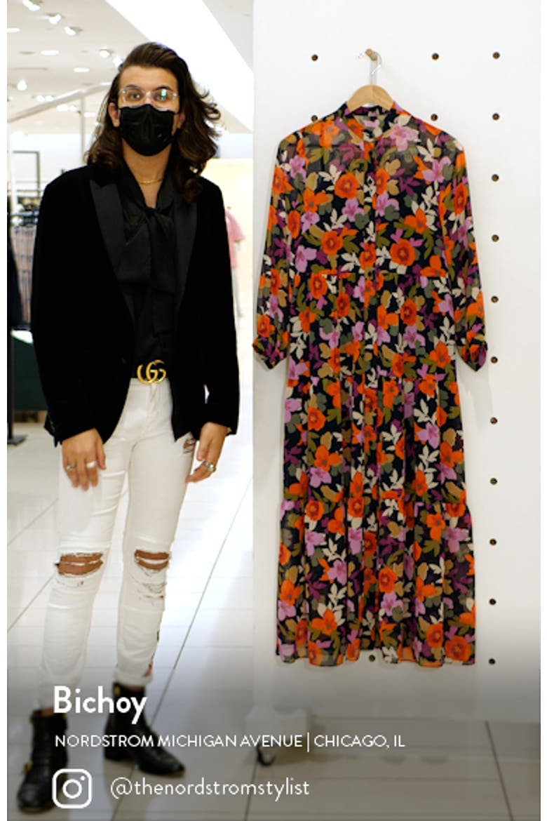 Bold Floral Long Sleeve Maxi Shirtdress video