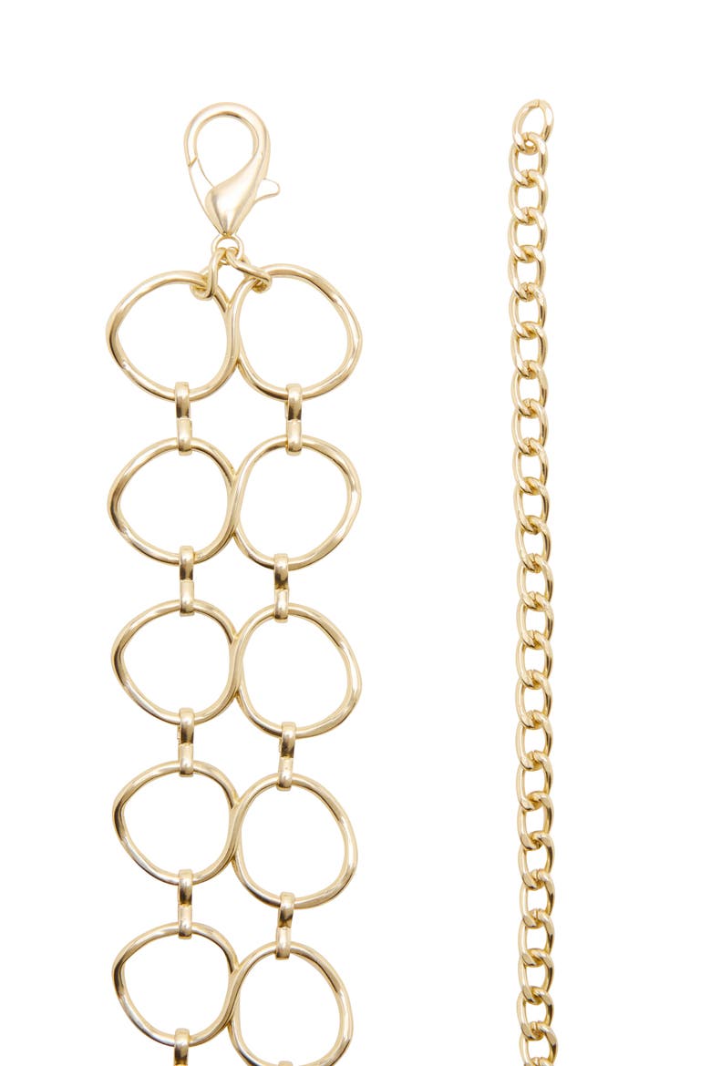 Double Ring Metallic Chain Belt, Alternate, color, GOLD