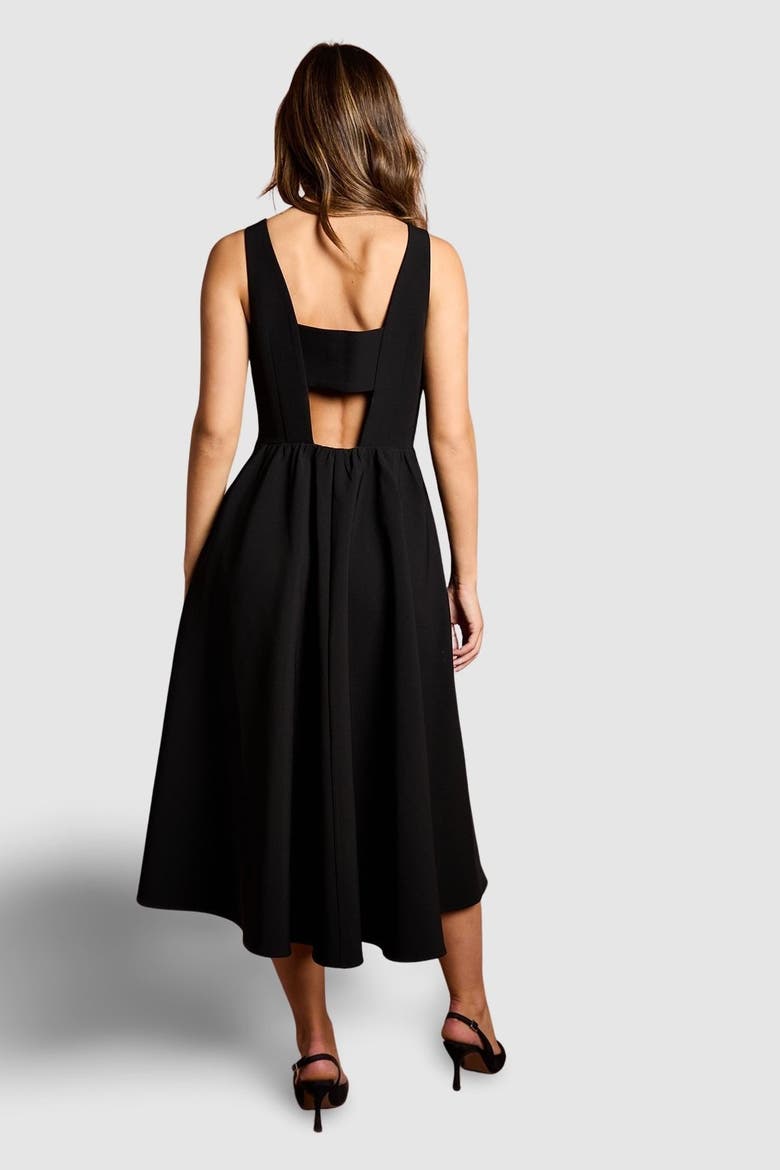 Sleeveless Bow Midi Dress, Alternate, color, Mono
