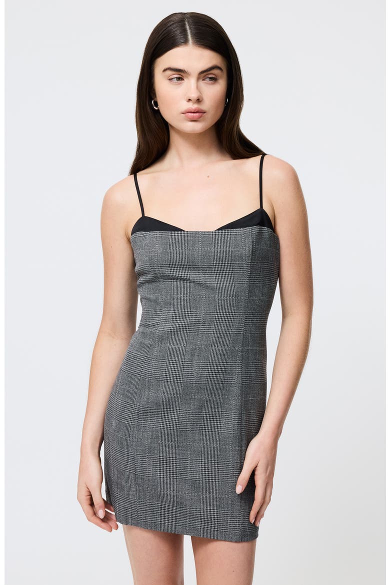 Owen Plaid Peekaboo Minidress, Alternate, color, CHARCOAL BLACK