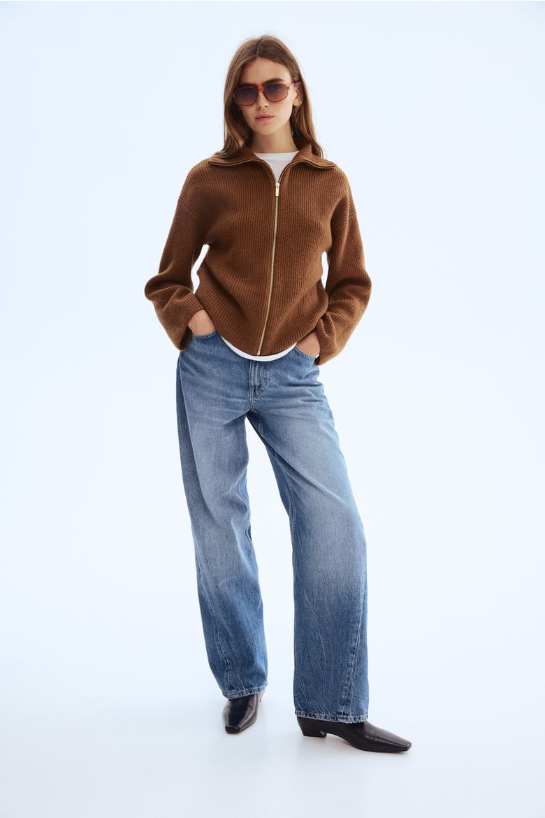 Zip-through Cardigan, Alternate, color, Brown