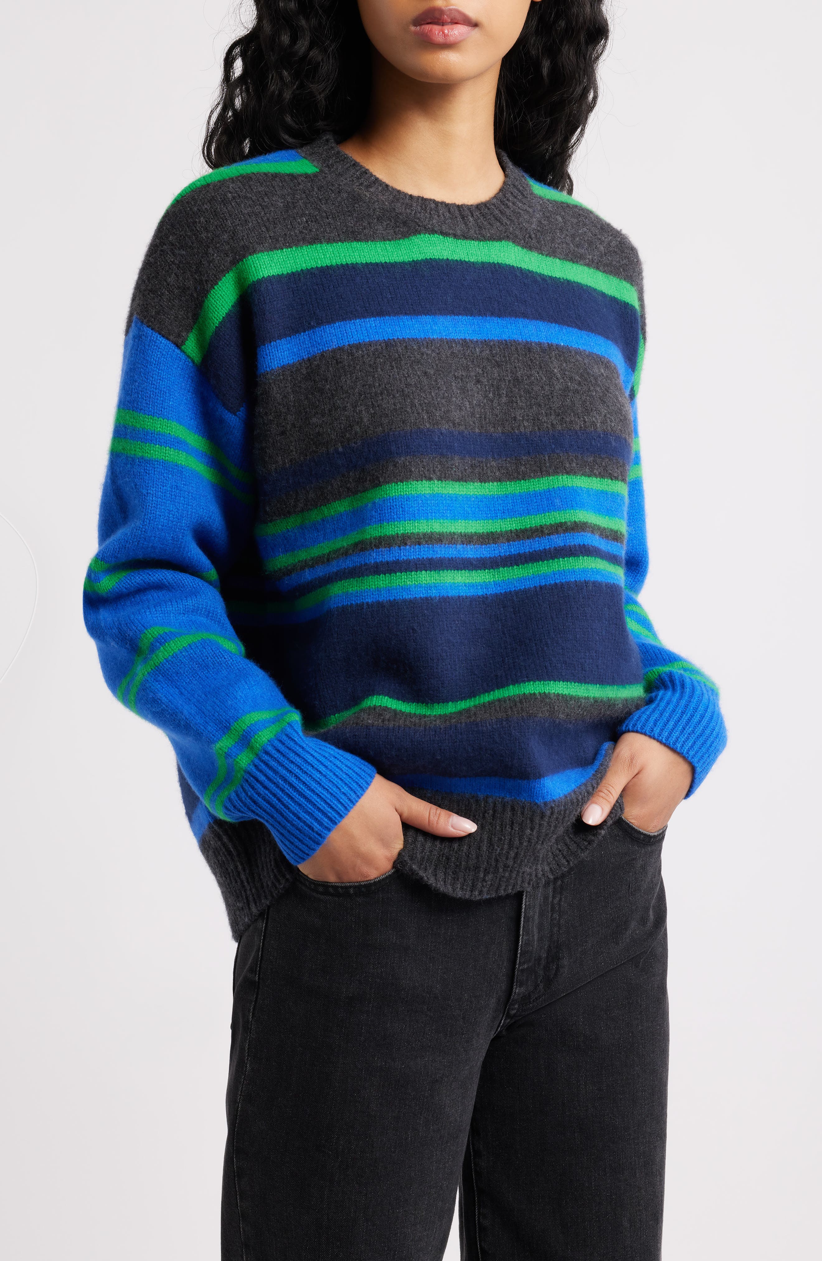 Damson Madder René Stripe Merino Wool Crewneck Sweater