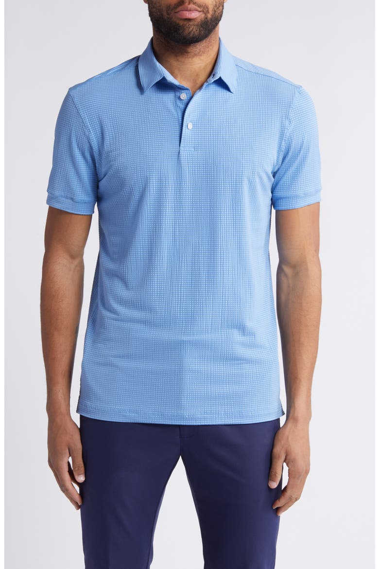 Copa Pinstripe Performance Polo, Main, color, PROVENCE SOLID