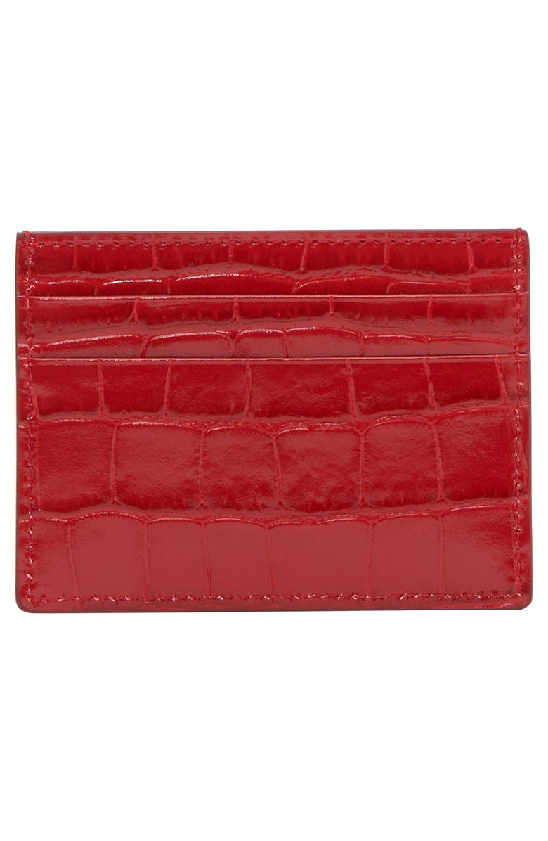 Burberry TB Monogram Croc Embossed Leather Card Case, Alternate, color, 
