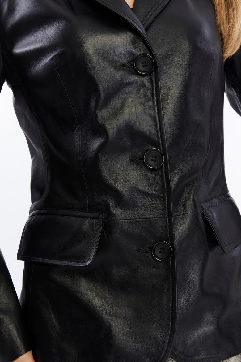 Esther Leather Jacket, Alternate, color, Black
