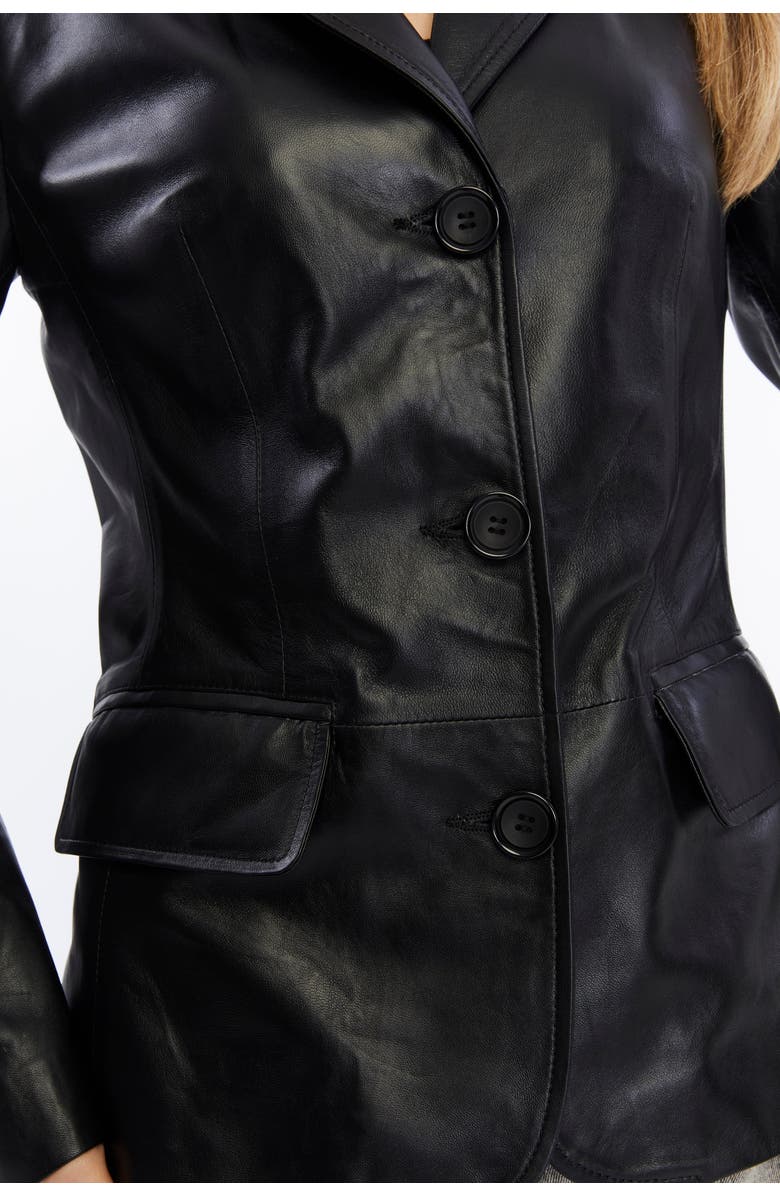 Furniq UK Esther Leather Jacket, Alternate, color, Black