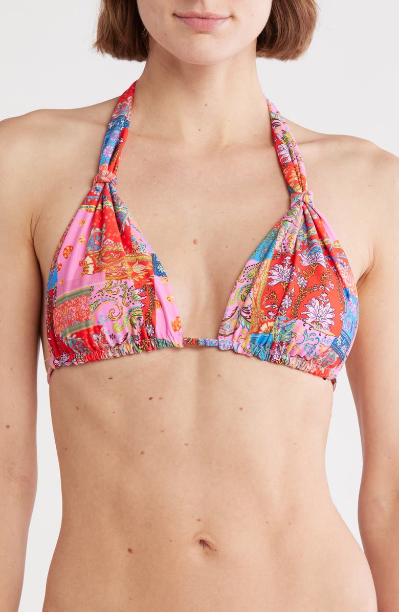 VYB Knotted Halter Triangle Bikini Top, Main, color,