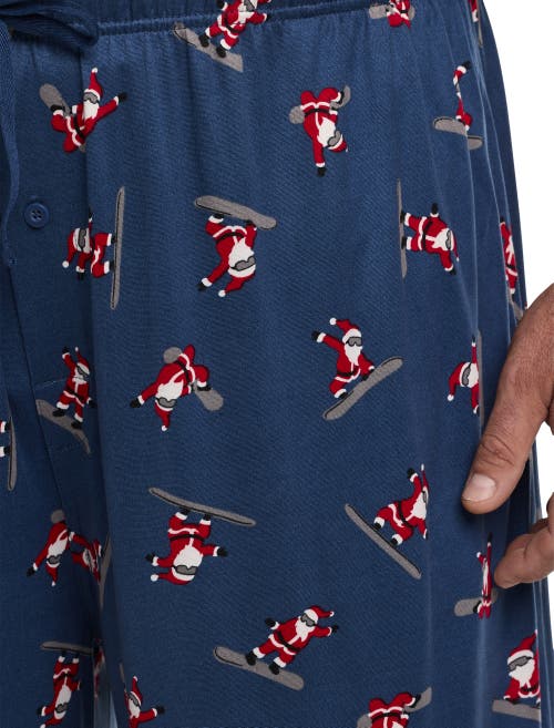 Harbor Bay By Dxl Big & Tall Santa Printed Lounge Pants In Blue