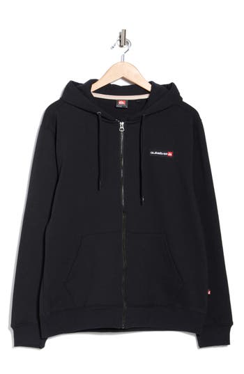 Quiksilver Red Box Fleece Full Zip Hoodie In Black