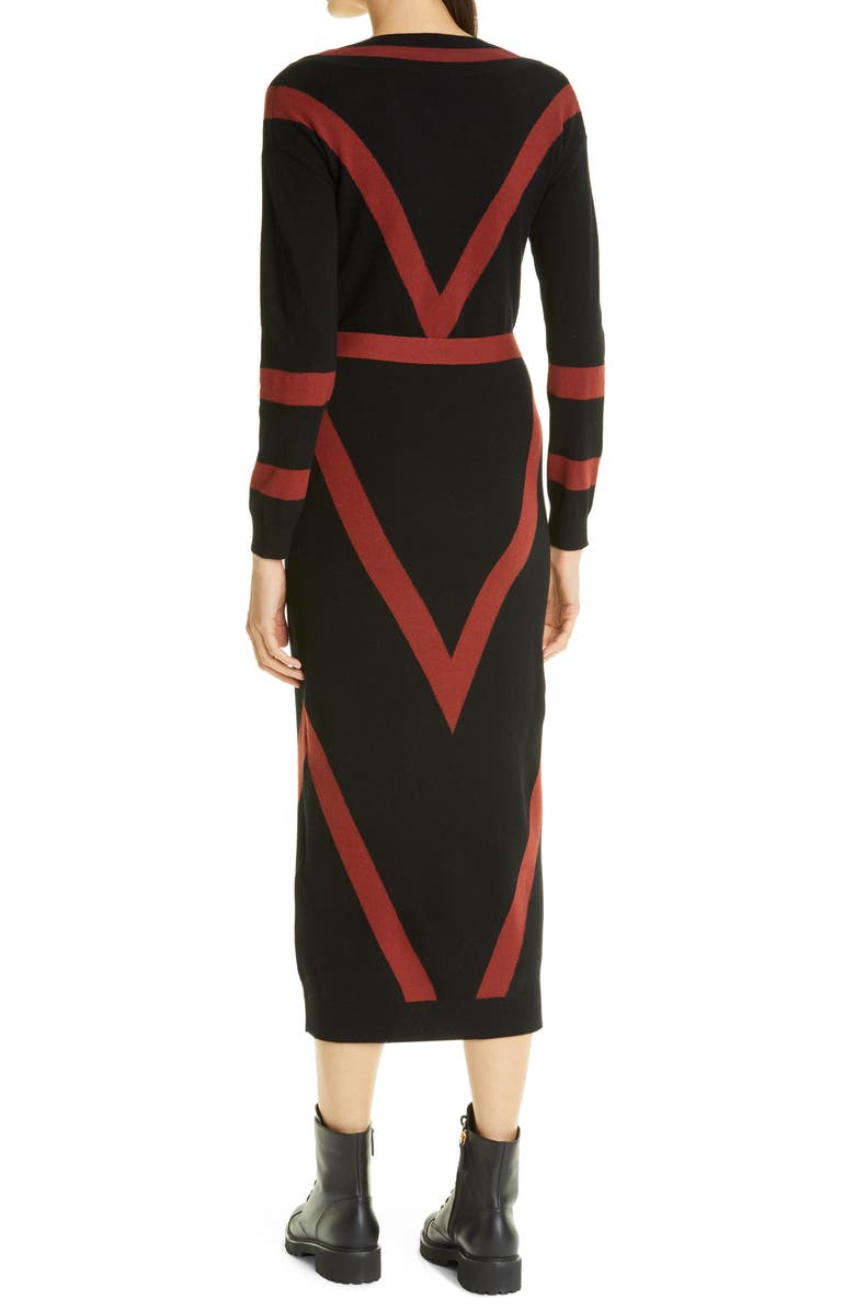 Ted Baker London Bertta Long Sleeve Wool Blend Midi Sweater Dress, Alternate, color, 