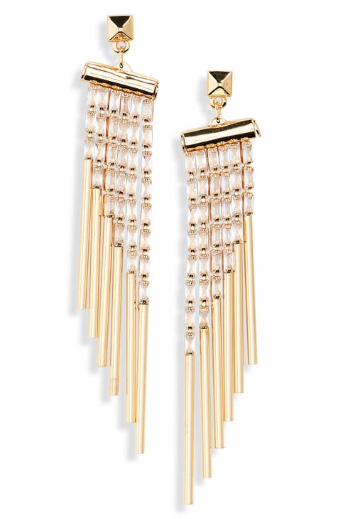 Crystal Angled Fringe Earrings