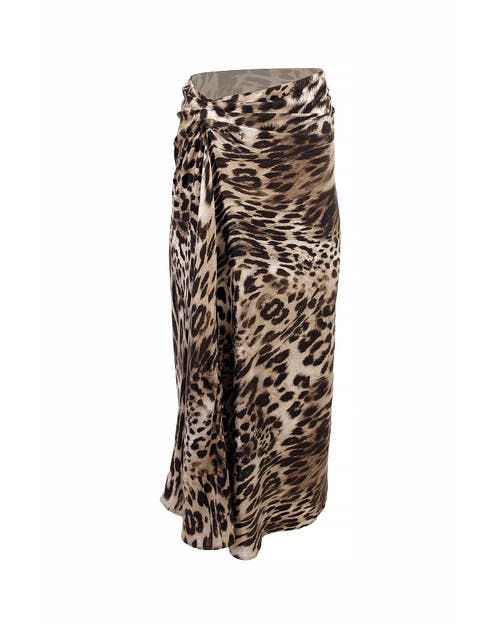 Theo The Label Danae Leopard Print Ruched Skirt In Animal Print