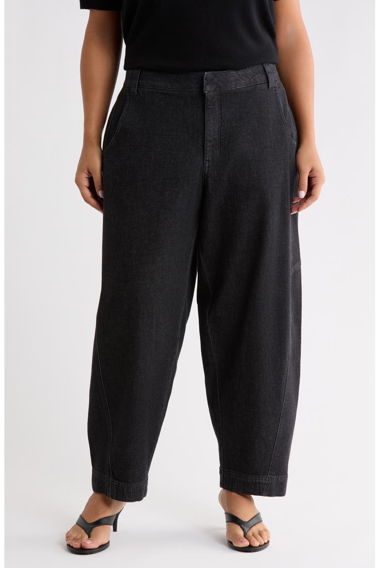Skyrise Relaxed Barrel Leg Trouser Pants, Main, color, WASHED BLACK ARTISANAL