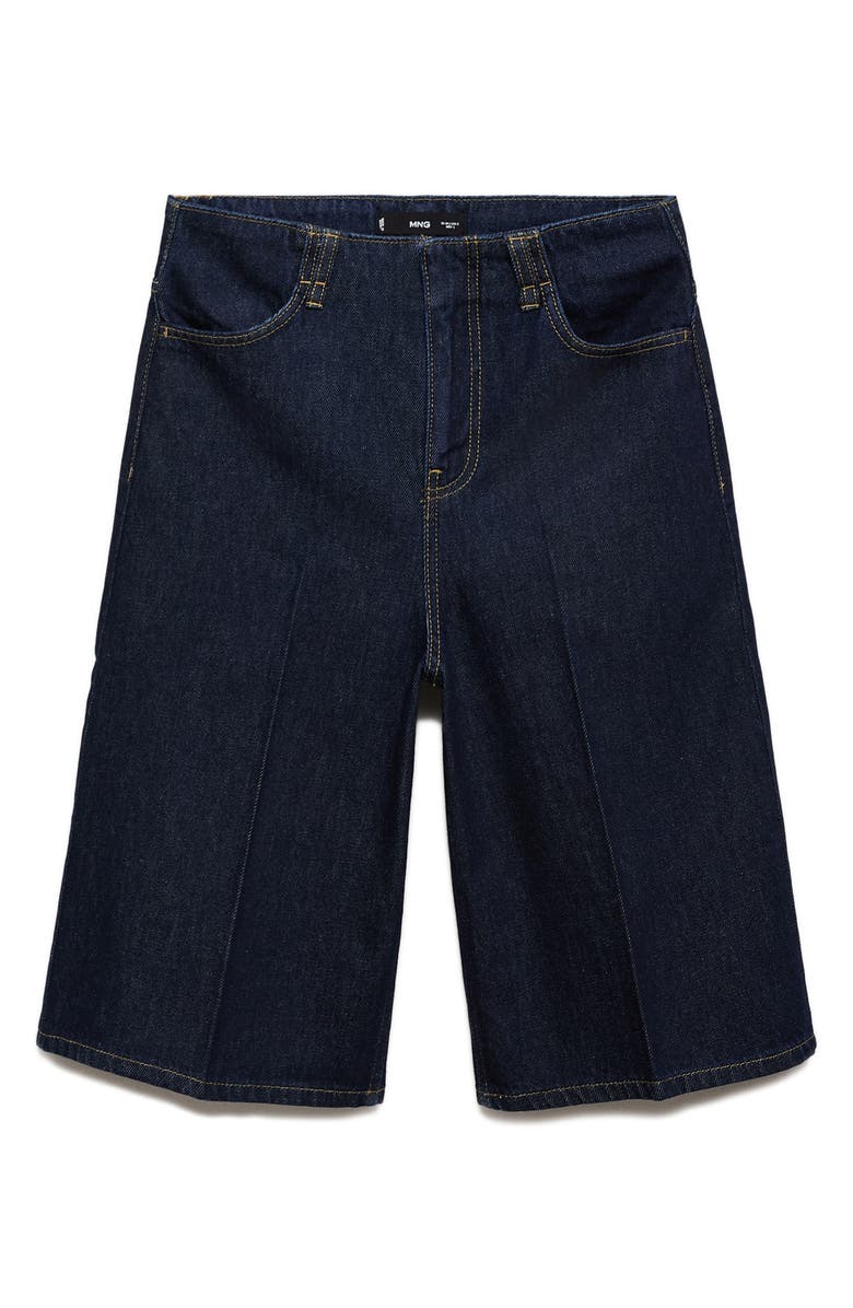 MANGO Wide Leg Denim Bermuda Shorts, Alternate, color, Open Blue