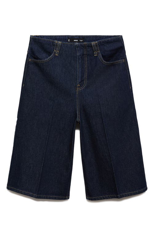 Mango Wide Leg Denim Bermuda Shorts In Animal Print