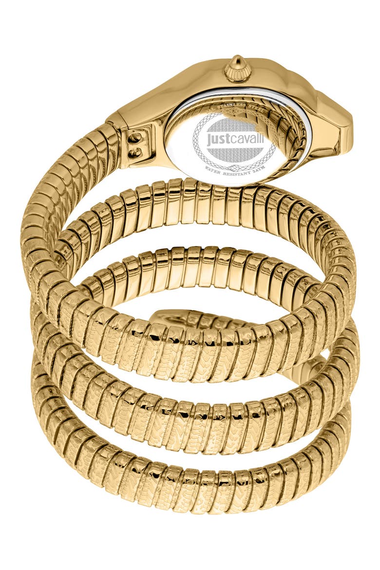 Coiled Snake Bracelet Watch, 22mm x 35mm, Alternate, color, GOLD