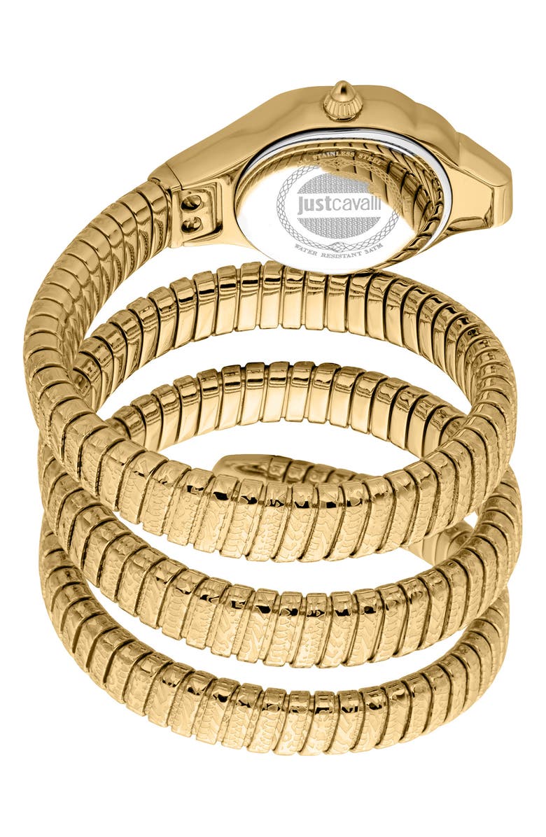Just Cavalli Coiled Snake Bracelet Watch, 22mm x 35mm, Alternate, color, Gold