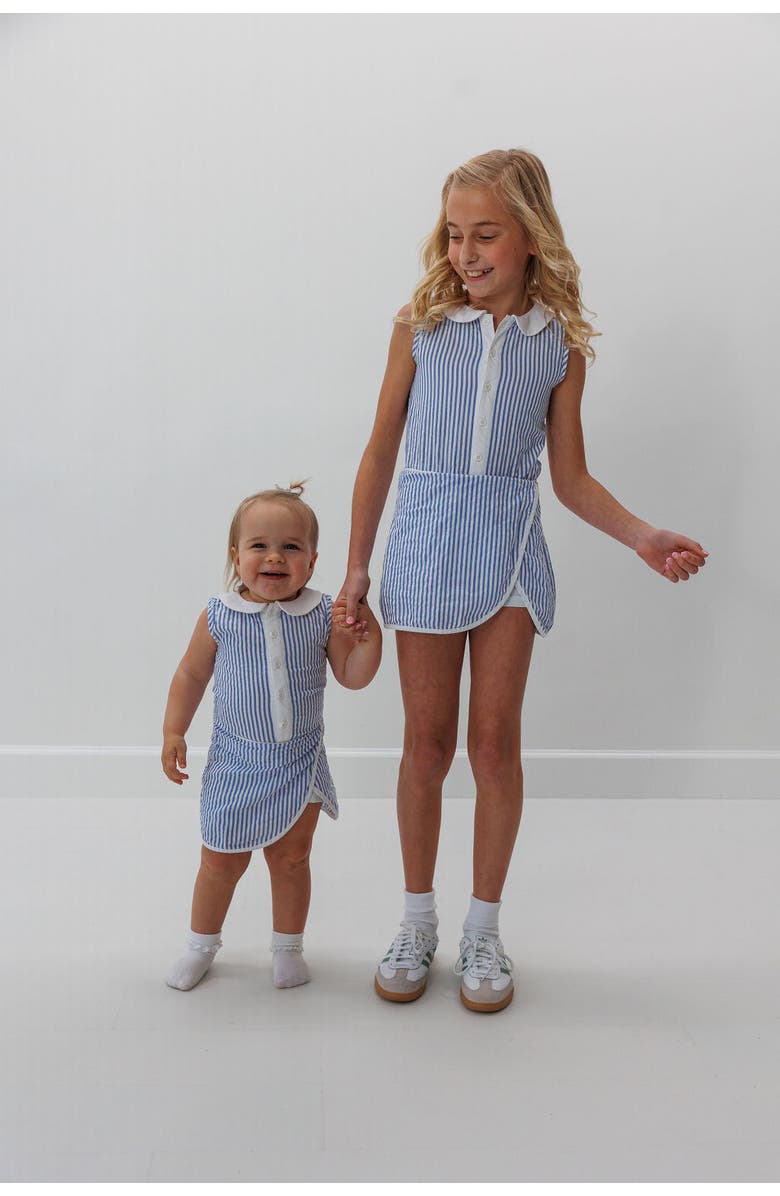 Courtside Kids Girls Seersucker Stripe Tennis Skort Dress, Alternate, color, Blue Seersucker