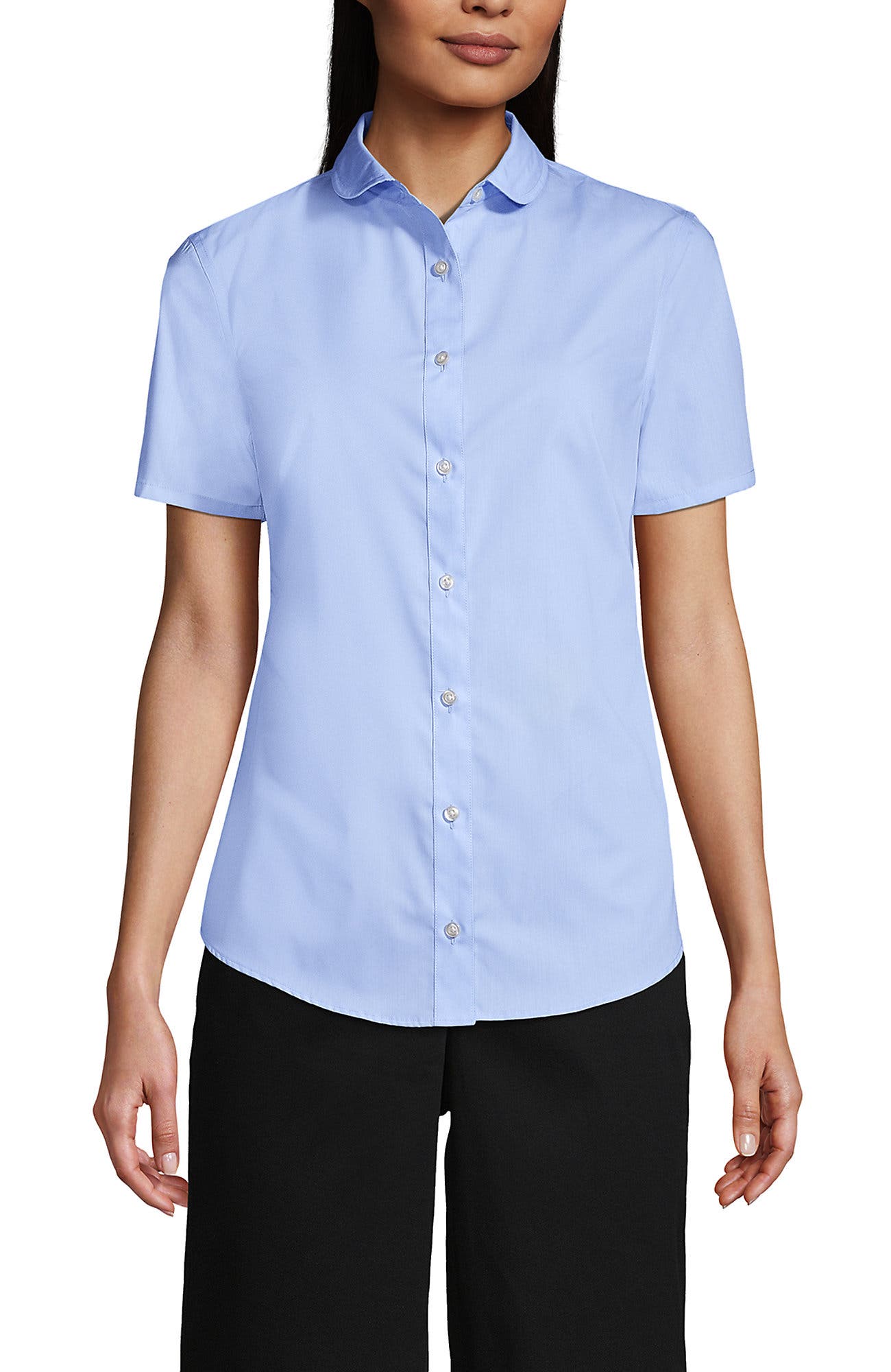 School Uniform  Short Sleeve Peter Pan Collar Broadcloth Shirt - image 3