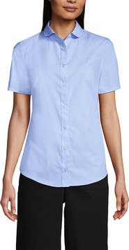 Lands' End School Uniform Short Sleeve Peter Pan Collar Broadcloth Shirt