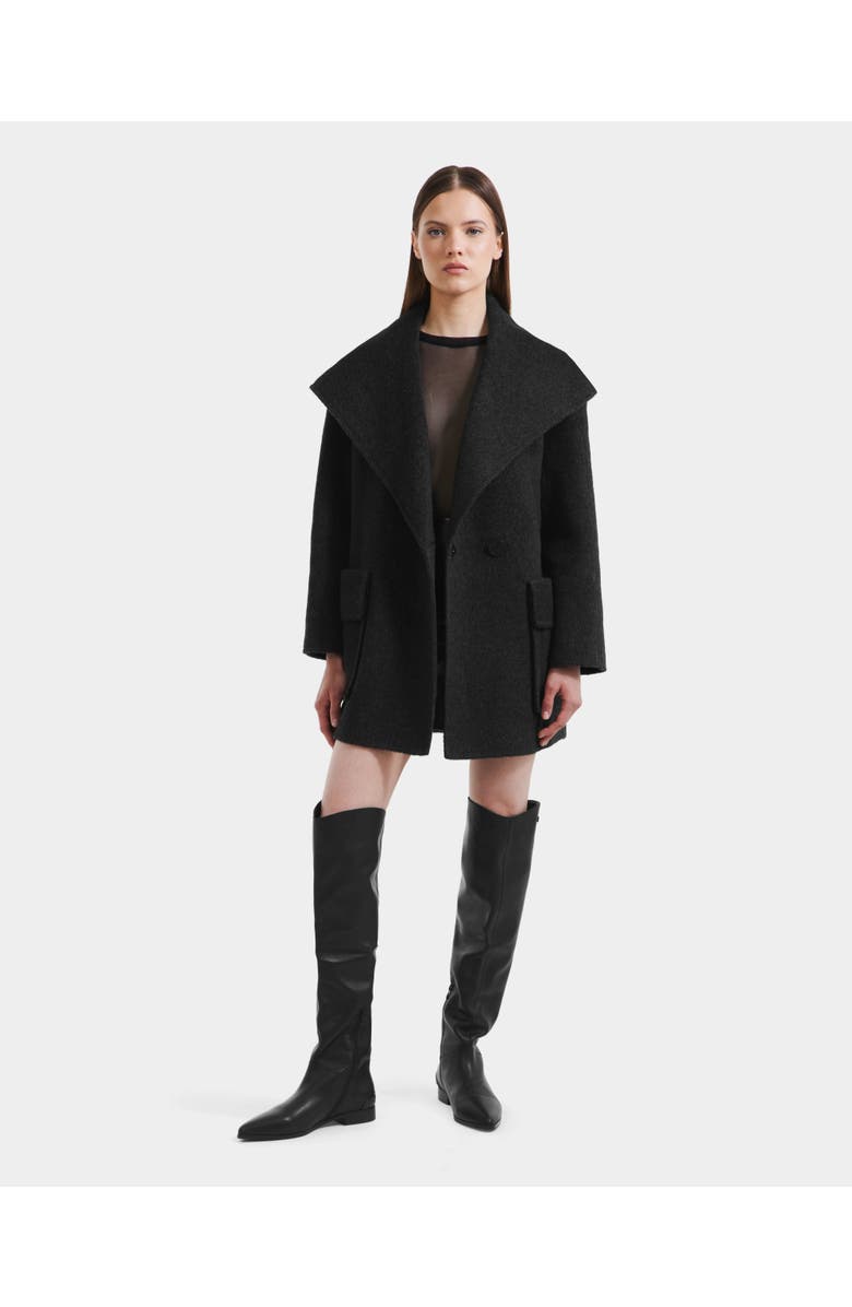 Rudsak Lucia Textured Wool Wrap Mid-length Coat, Alternate, color, Heather Black