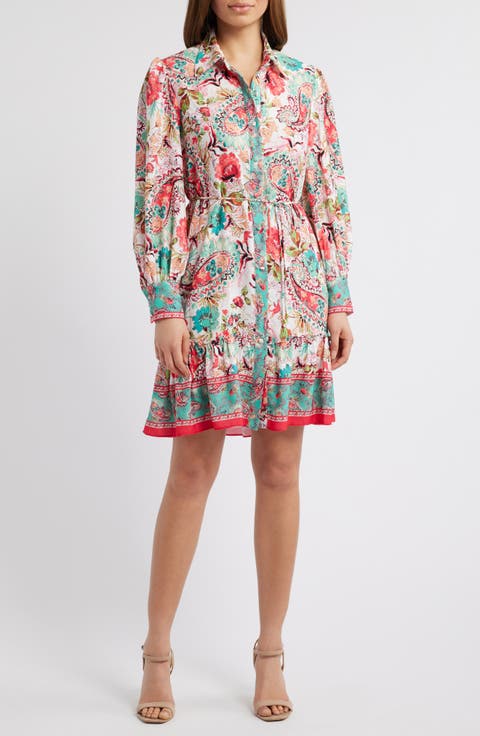 Floral Long Sleeve Shirtdress