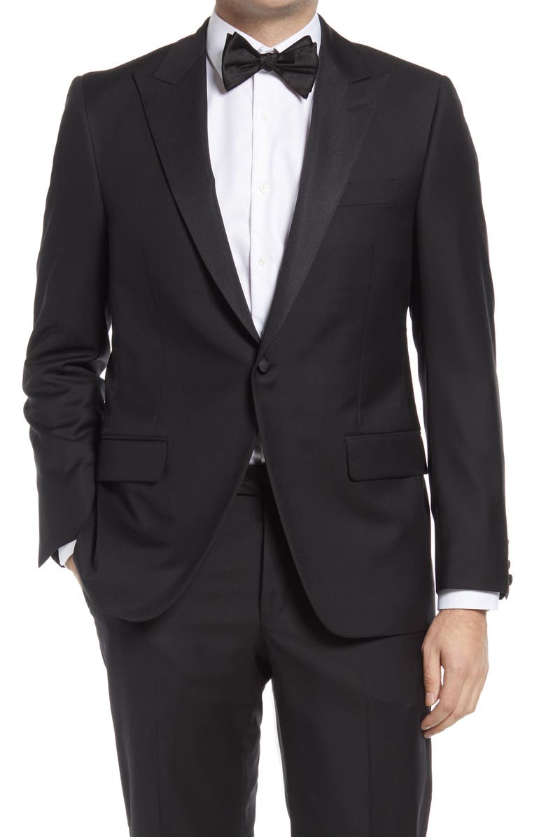 Hickey Freeman Classic B Fit Tasmanian Wool Tailcoat Tuxedo, Alternate, color,