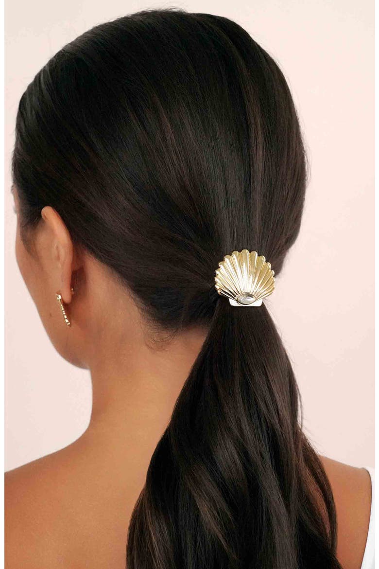 Scallop Shell Ponytail Holder, Alternate, color, GOLD