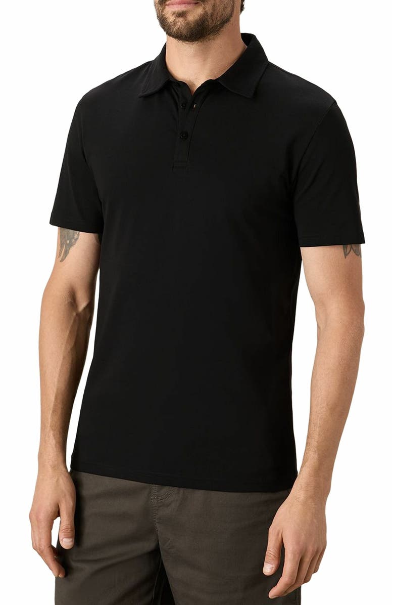 Pact Organic Cotton Luxe Stretch Jersey Slim Polo, Alternate, color, Black